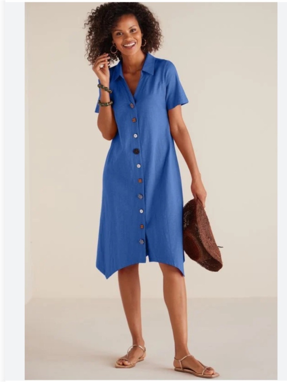 Soft Surroundings Danielle Button-Front Midi Dress - Picture 1 of 6